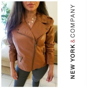 .NWT NY&Co Faux Leather Moto Jacket with Pockets